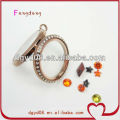 Stainless steel round 30mm coffee plated crystal pendant jewelry